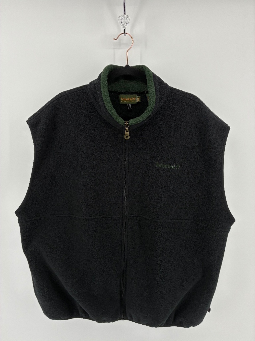 Timberland Fleece Vest Black Green Accents Outdoor Workwear